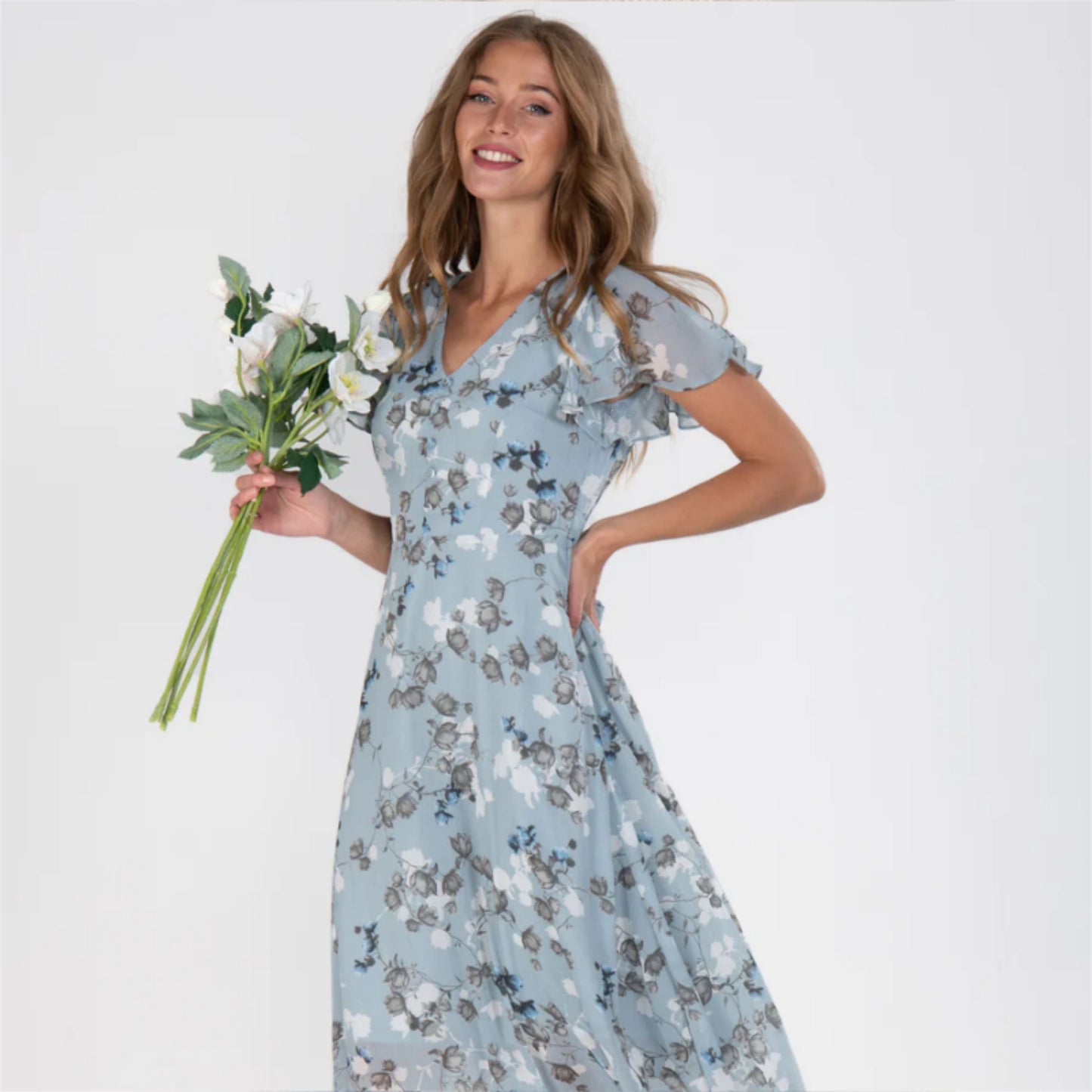 Women's Maxi Dress | V-neck Floral Print