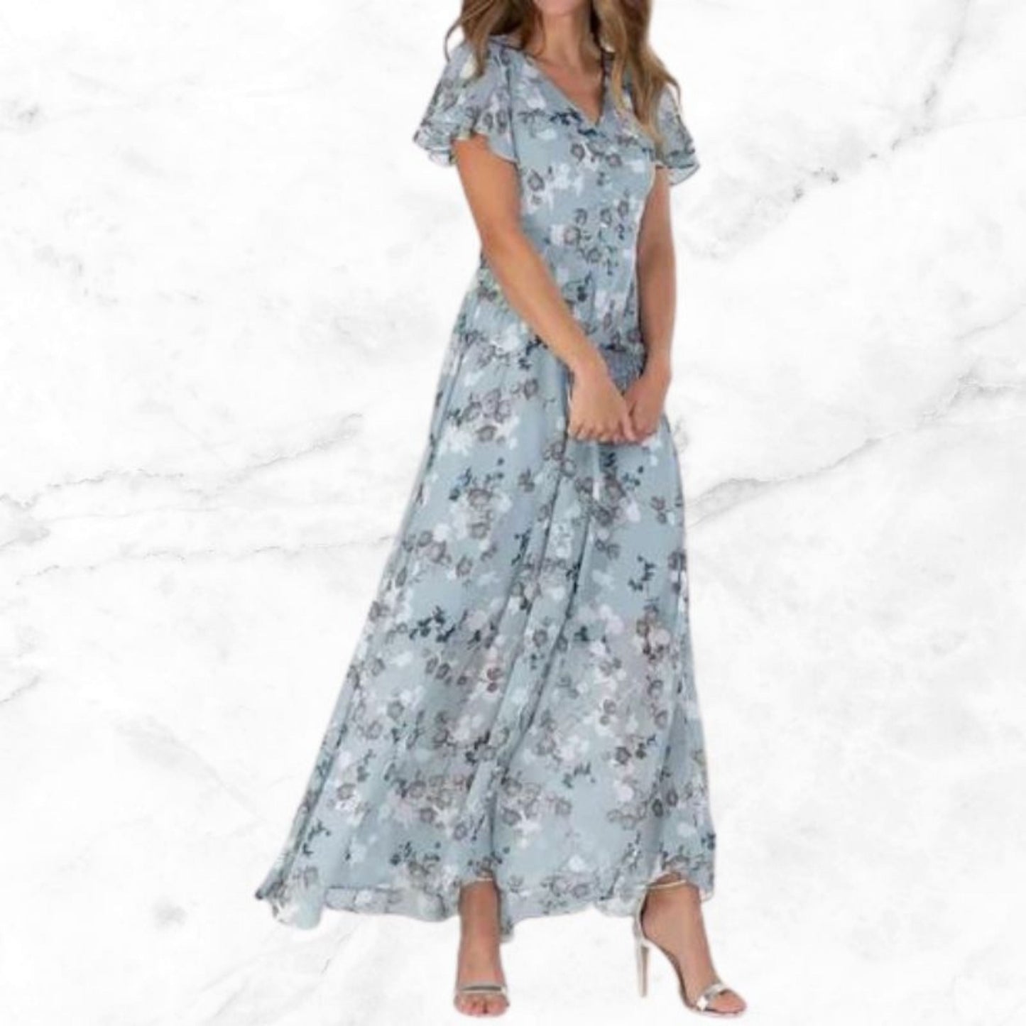 Women's Maxi Dress | V-neck Floral Print