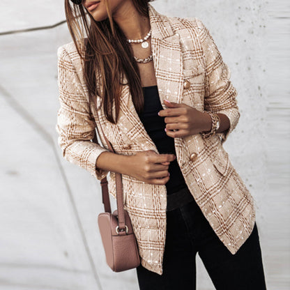 Ladies Blazer With Checks | Button Up