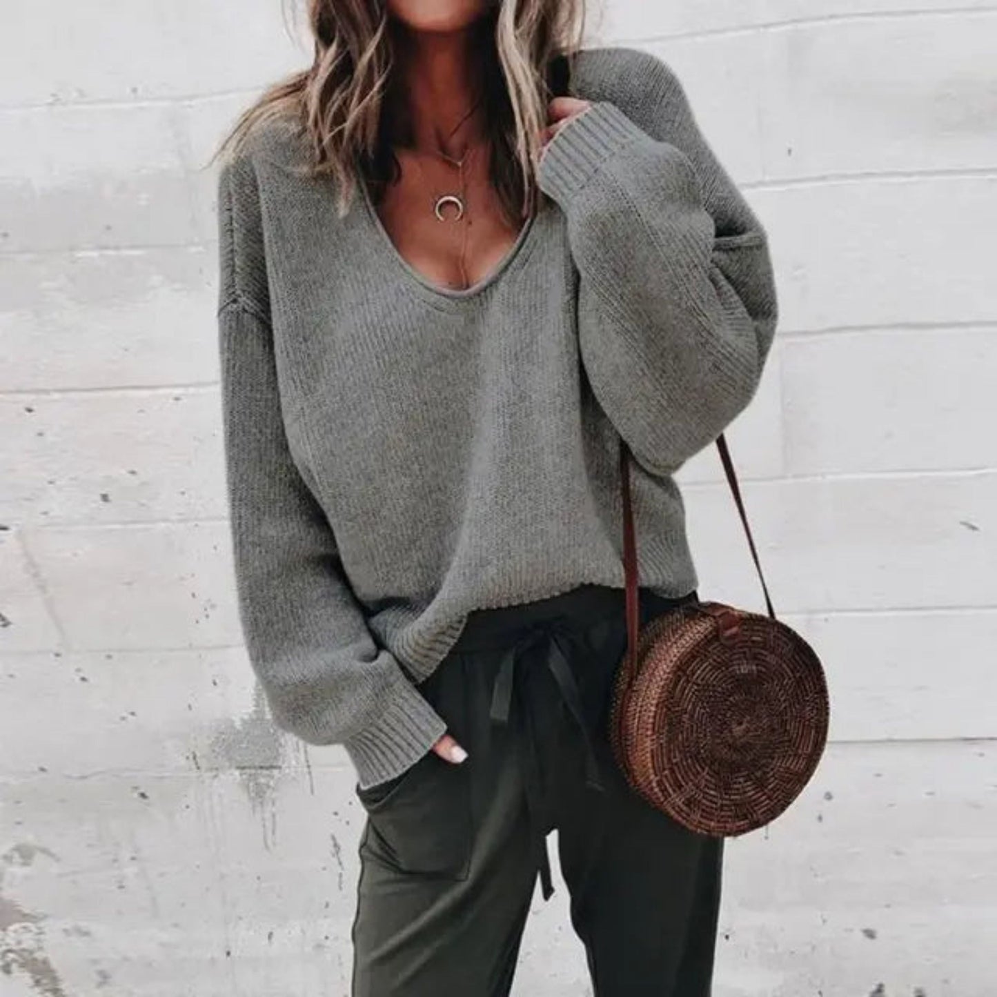 Women's Oversized Sweater | V-Neck