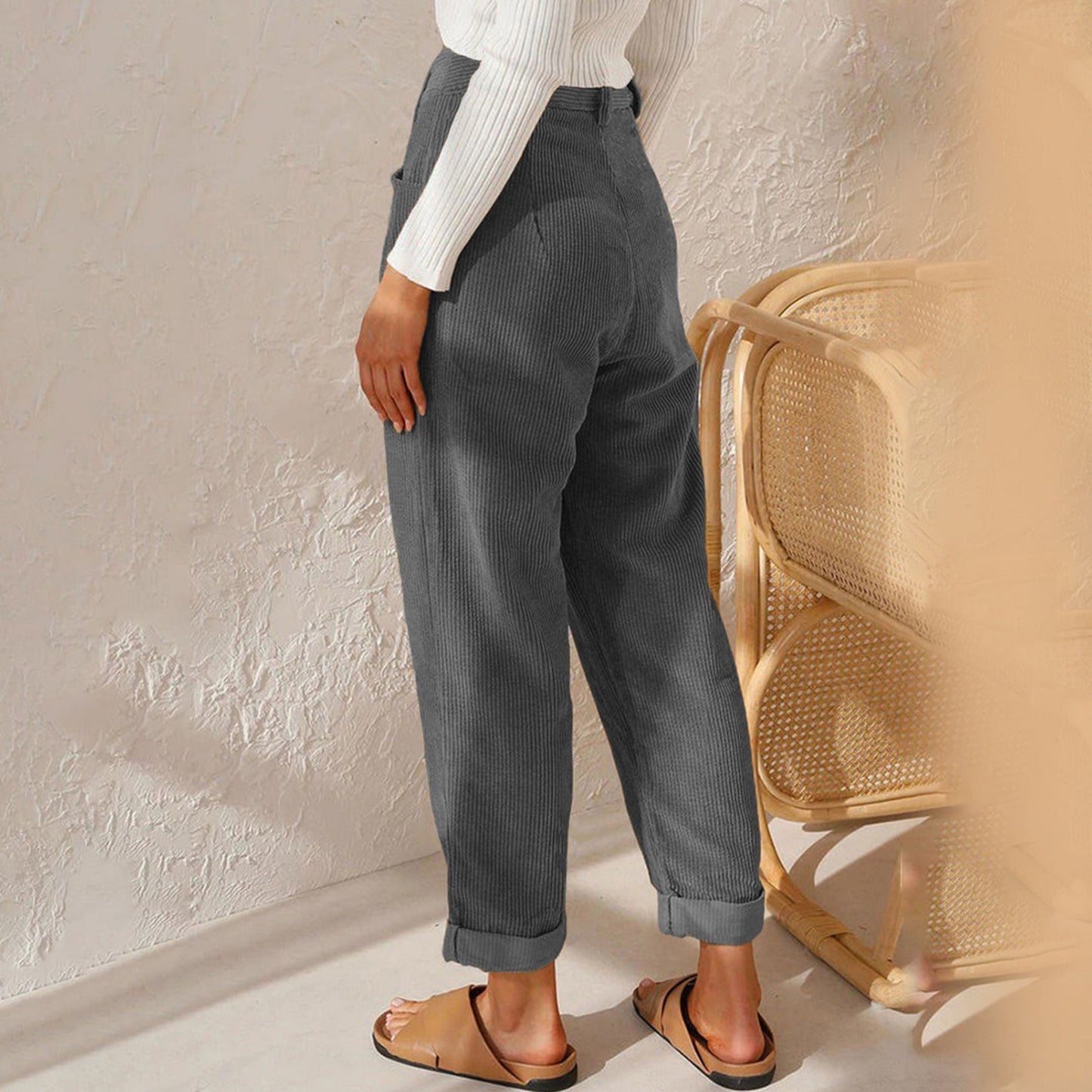 Women's Corduroy Trousers | High-Waisted