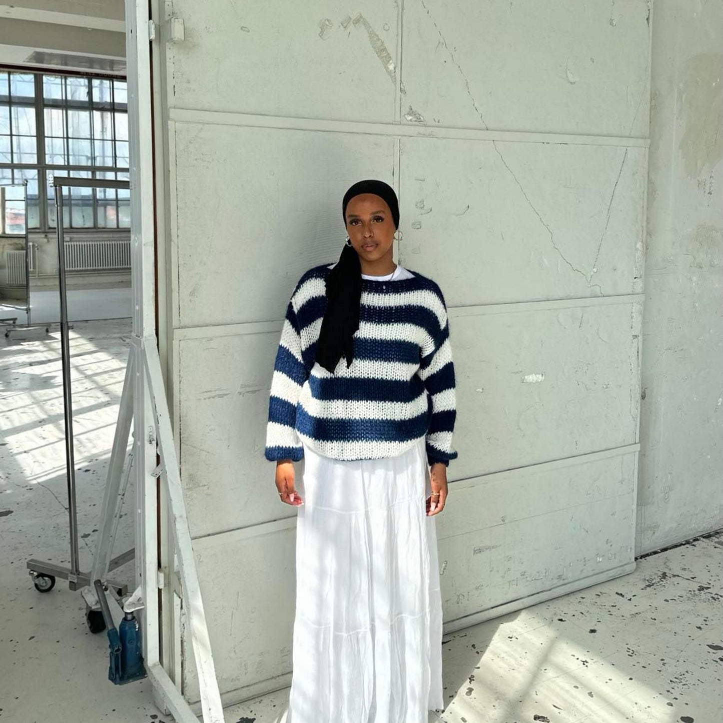 Women's Off-Shoulder Sweater | Striped Knit