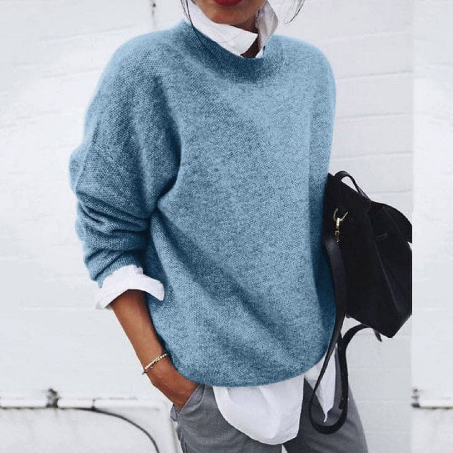 Women's Sweater | Layered Shirt Collar