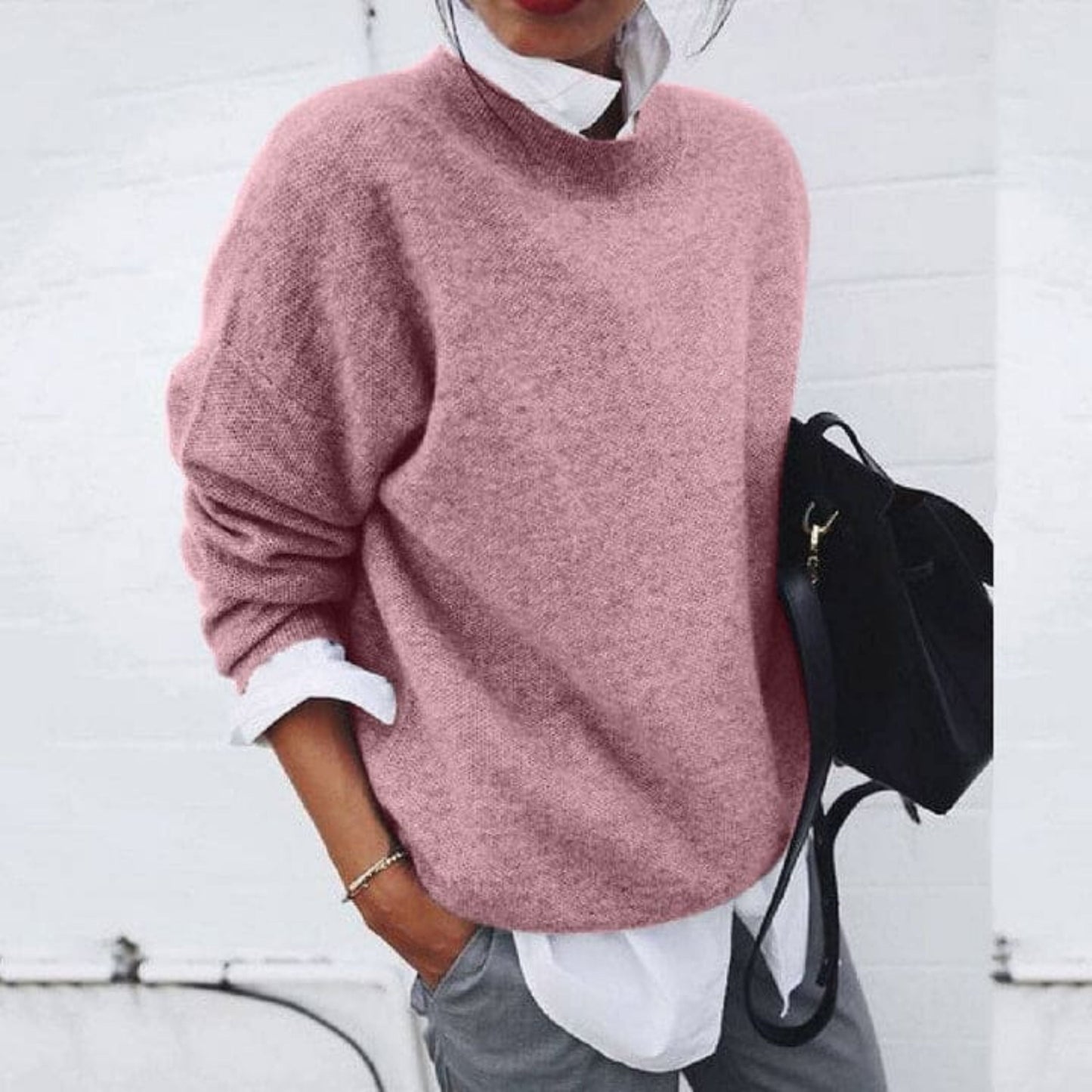 Women's Sweater | Layered Shirt Collar