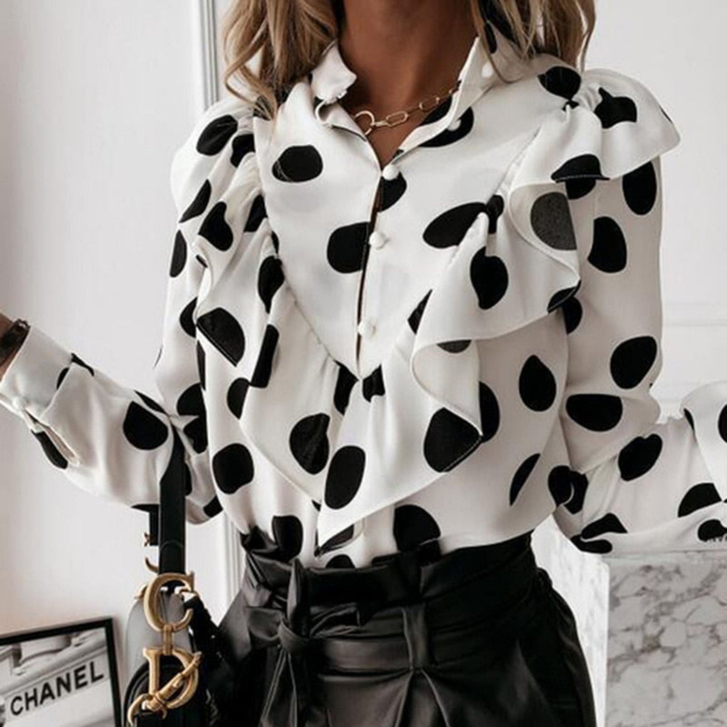 Ladies Blouse | Ruffled Polka Dot