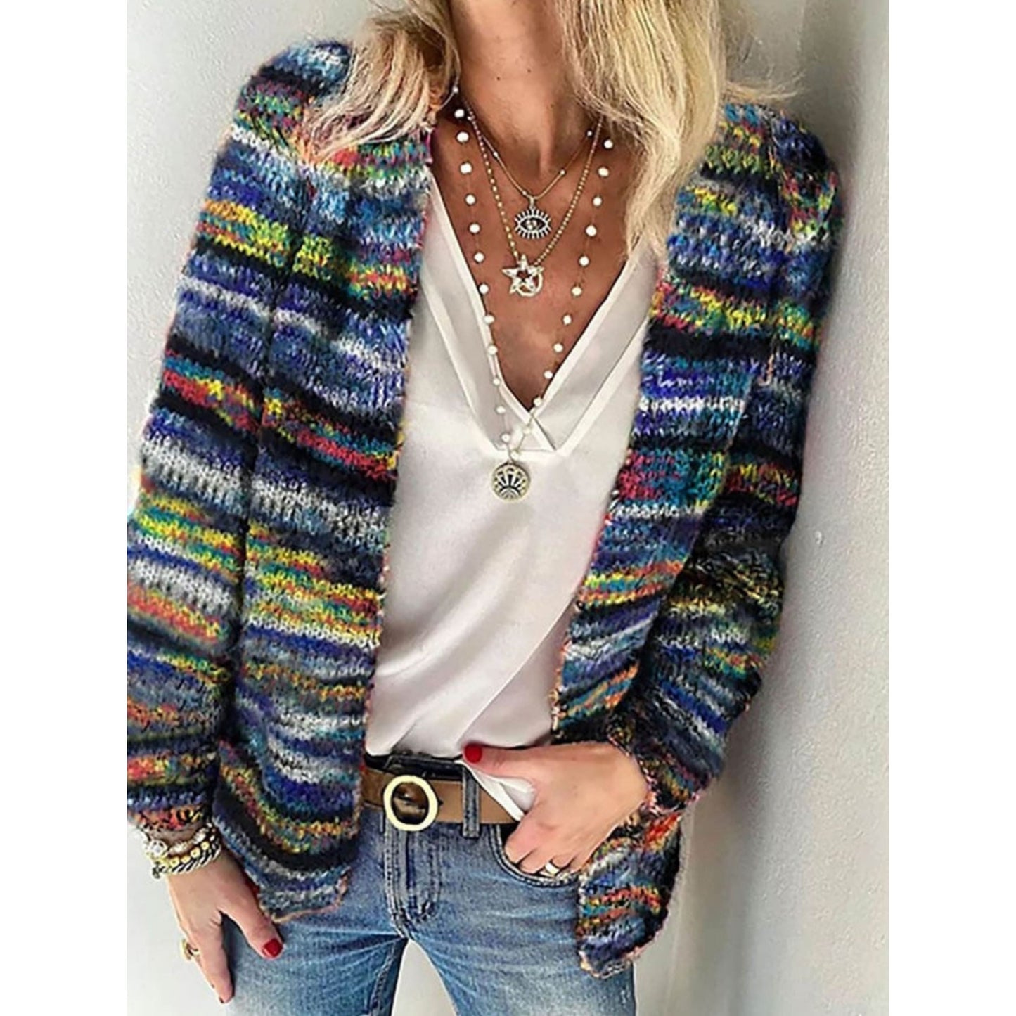 Women's Knitted Vest | Colorful Stripes